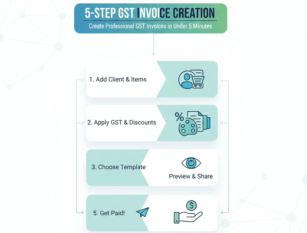 Learn how to create GST invoice online using free invoice generator. Complete guide with steps, FAQs & tips for India 2025.